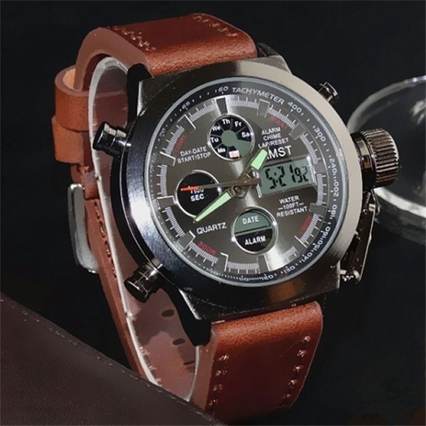 AMST Military Uhren Tauchgang 50m Nylonleder -Gurt LED -Uhren Männer Top Marke Luxus Quarz Uhr Reloj Hombre Relogio Maskulino 20264i