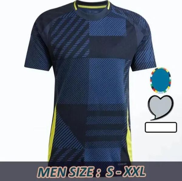 2024 Camisa de futebol da Escócia Euro Cup Scottish 24 25 Jersey de futebol da equipe nacional Jersey Kids Definir Home Marinha Blue Away White 150 anos de aniversário Robertson Dykes 5013