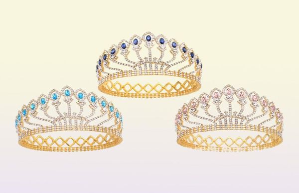 Lussuoso cristallo scintillante barocco regina re matrimonio diadema corona spettacolo prom diadema copricapo accessori per capelli da sposa gioielli Y7626205