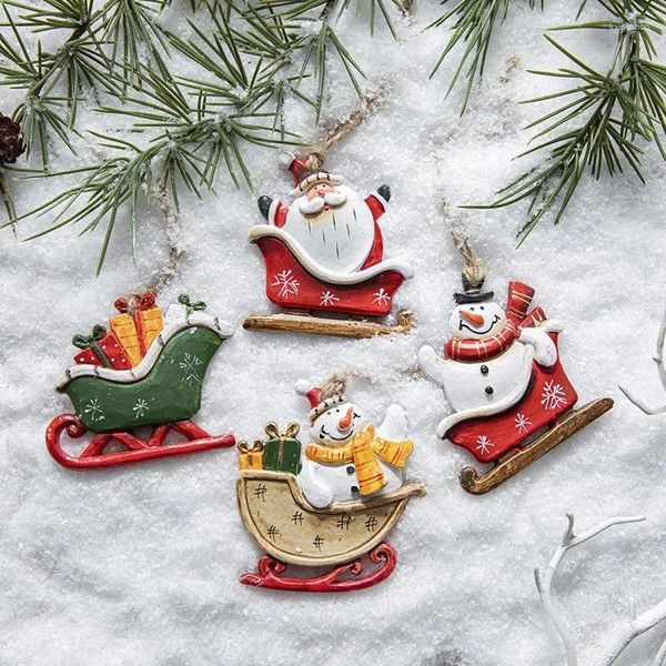 Figurine decorative Angelo Pupazzo di neve Ornamenti per l'albero di Natale Ciondolo appeso Resina Artigianato in metallo 2024 Anno Decorazioni natalizie Decorazione per la casa