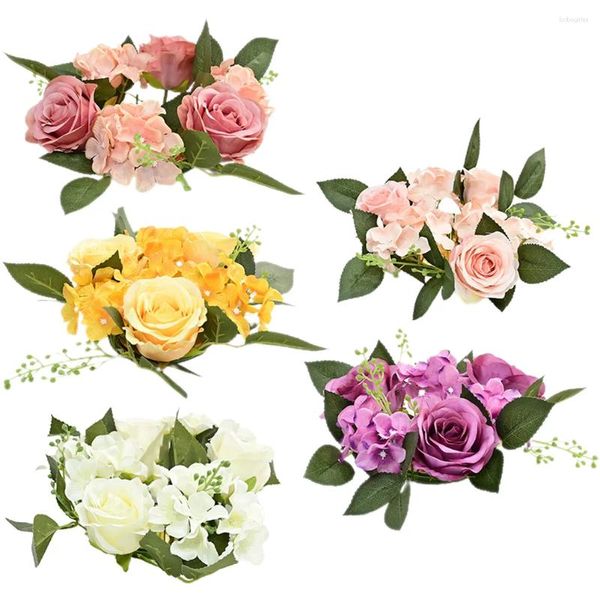 Flores decorativas 5pcs anéis de flores artificiais grinaldas peça central de mesa para casamento