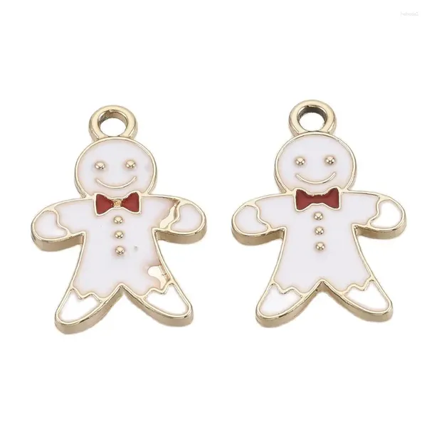 Colares Pingente Pandahall 100 Pcs Gingerbread Man Liga Esmalte Pingentes Tema de Natal Encantos Para Colar Pulseira Brinco Jóias Fazendo