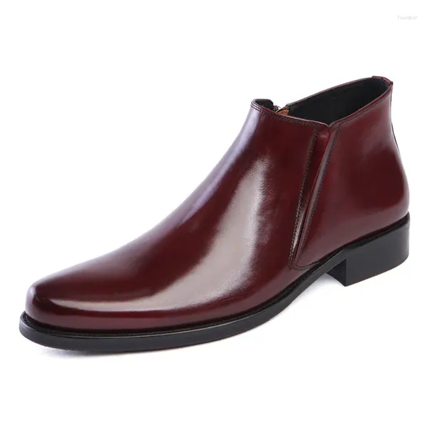 Stivali Scarpe alte in pelle da uomo Testa quadrata Vera versione europea Stile Oxford Abbigliamento formale di fascia alta H