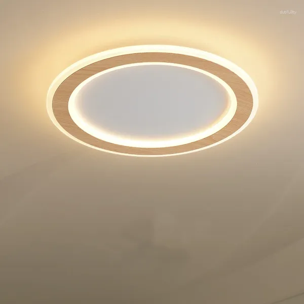 Plafoniere Lampada da log Led Europeo in legno massello Soggiorno Circolare Semplice e moderno Studio Camera da letto giapponese