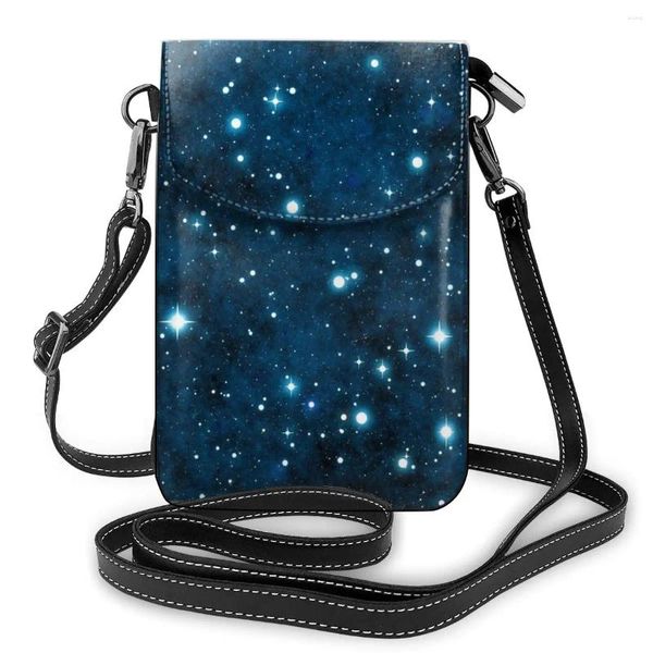 Sacos de ombro vintage pequeno crossbody para mulheres tendência bolsas de couro pu meninas estrelado céu bolsa mensageiro