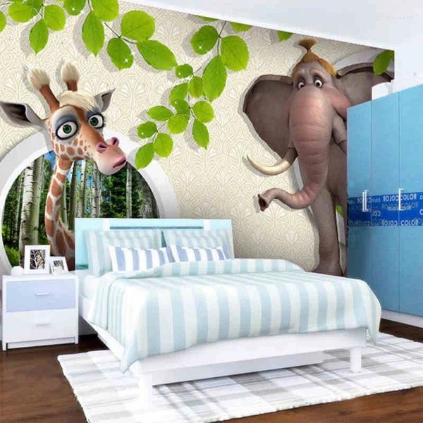 Sfondi Wellyu Personalizzato Grande Murale Carta da parati 3D Cartone animato Animale Soggiorno Decorazione moderna per bambini