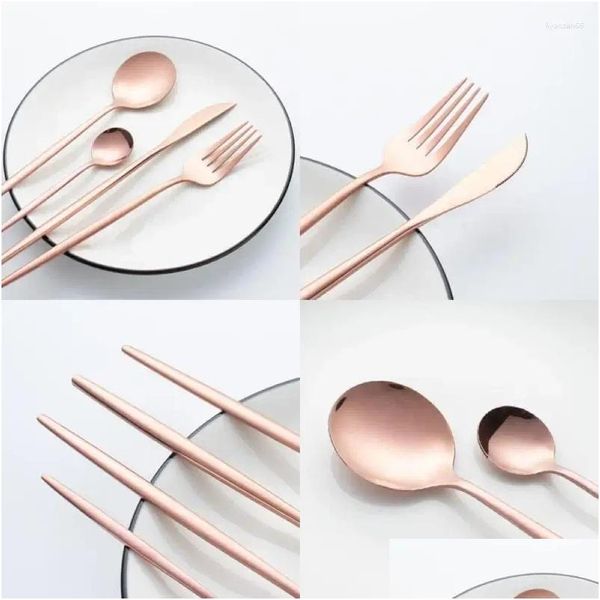 Geschirr-Sets, Gold-Set, elegantes Design, anspruchsvoll, werten Sie Ihr Essen auf, unübertroffene Schönheit, Geschenk, Steakmesser, leicht zu reinigen, Drop-Delivery, Otmka