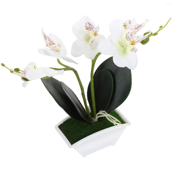 Flores decorativas orquídea decoração do banheiro mini orquídeas artificiais para simulação falso bonsai decorações de primavera