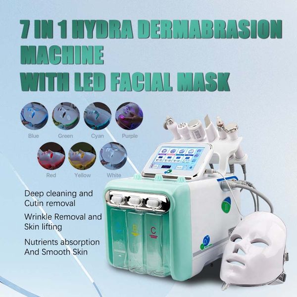 7 EM 1 Hydrafacial Diamante Dermoabrasão Ultrassônica Purificador de Pele Cuidados Limpeza de Poros Bio Radiofrequência Microdermoabrasão Máquina SPA