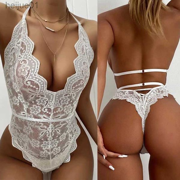 Set sexy Lingerie sexy da donna con apertura sul cavallo lingerie impertinente Abito babydoll pizzo caldo abbigliamento attillato sexy abbigliamento sessuale trasparente C24325