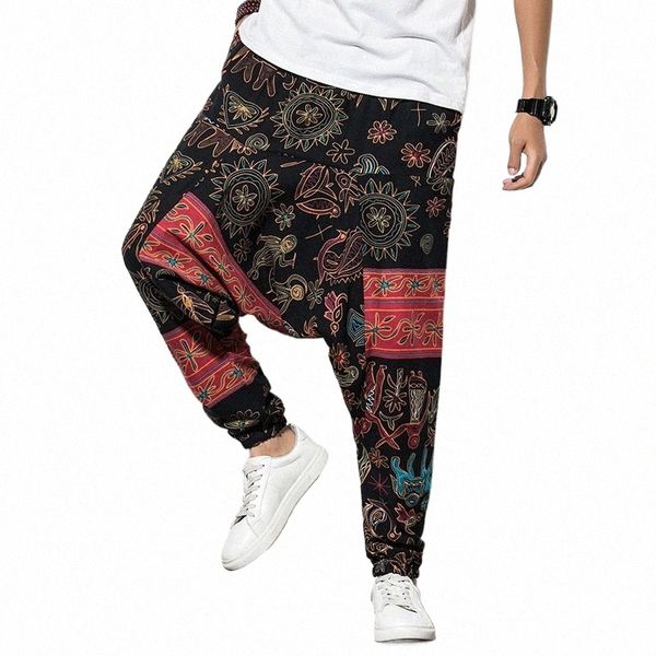 stampe Cott Joggers Uomo Baggy Hippie Boho Gypsy Aladdin Cargo Pants Yoga Harem Pants Plus Size Pantaloni donna I0Xr #