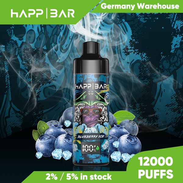 HAPP Bar HS12000 Preço de atacado Bateria recarregável 10000 12000 15000 Puffs Tye-C Carregador descartável E Vapes com tela LED