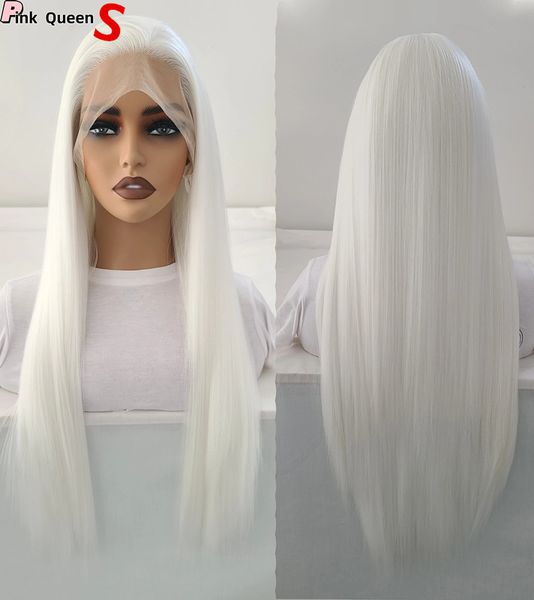 Bomba Kar Beyazı 13x4 Sentetik Saç Ön Dantelli Peruk Glueless Isıl Dayanıklı Elyaf Saç Doğal saç çizgisi ücretsiz Ayrılık Kadın Brezilya Saç Sentetik Saç