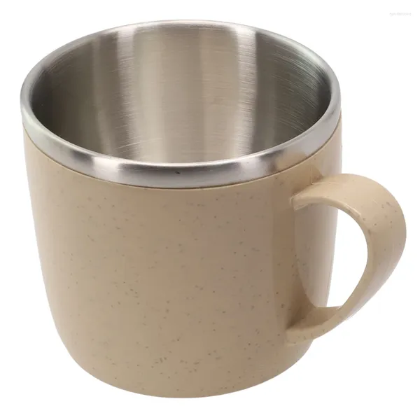 Canecas marca de alta qualidade durável copo de aço inoxidável café trigo com alça anti-escaldante isolado