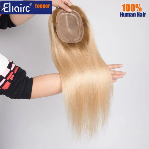 Toppers (em estoque) 5*6.5 polegadas mono topper para mulheres premium hantied perucas para mulheres 100% cutícula chinesa remy virgem cabelo humano postiços