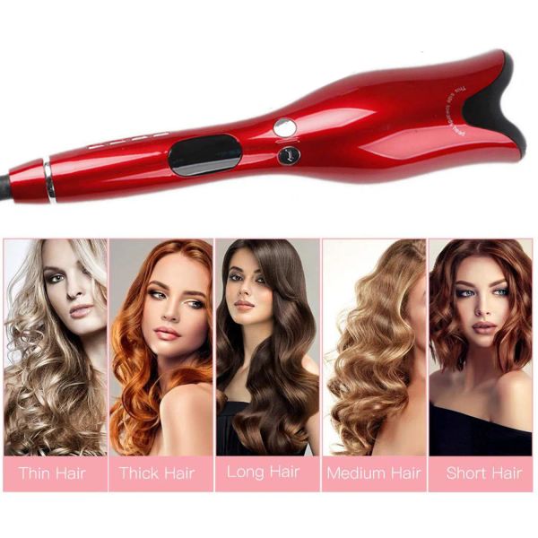 Ferri da stiro Bigodino automatico per capelli Display LCD Spin N Curl 1 pollice Ferro arricciacapelli Bacchetta d'aria Strumento per salone di styling Rotante Curling Wave Styer