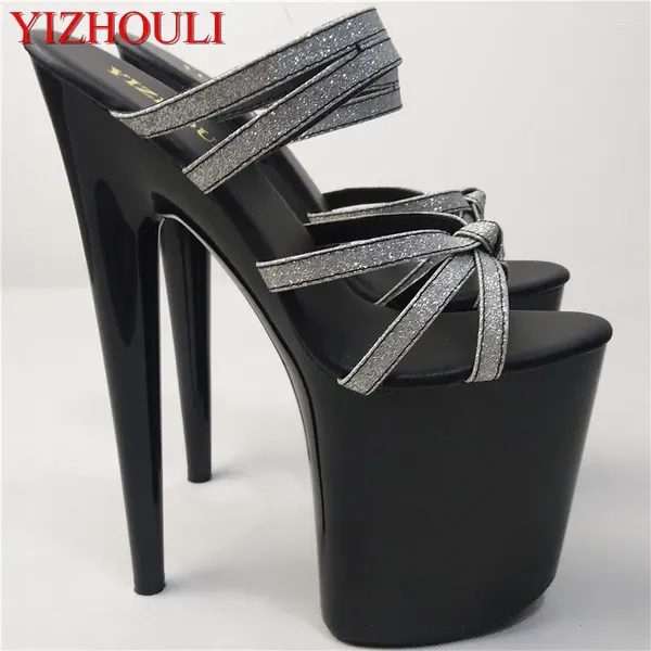 Tanzschuhe Fashion 8 Zoll High Heel sexy für Frauen schwarze Strassschuhe Peep Toe Clubbing exotisch