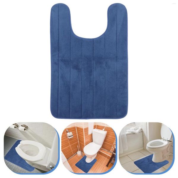 Badematten Teppich U-förmiger Toilettensitz Fußpolster Dusche für Badezimmer Coral Fleece Ground