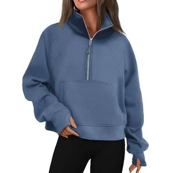 Roupas de ioga Lu-88 Scuba Half Zip Hoodie Jacket Designer Sweater Womens Define Workout Sport Casaco Fitness Activewear Top Sólido Zipper Otkaf