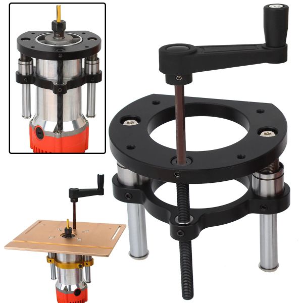 Handgereedschapssets Oberfräsenlift 65 mm Universal-Trimmmaschine Oberfräsenhubtischbasis für Holzbearbeitungsbänke Tischkreissäge Basiswerkzeug aus Aluminiumlegierung