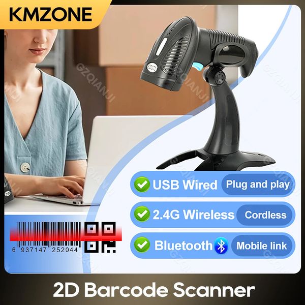 Lettore di scansione dello schermo Bluetooth 2D QR portatile Immagine PDF417 Scanner di codici a barre laser 1D wireless per WindowsAndroid 240318