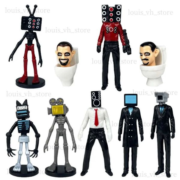 Figure di giocattoli d'azione Imposta Skibidi Wilet Man Camera Man Figure TV Man Model Model Cameraman Figure DECURE DOOT PVC TOCK POETTO TOILTLEB T240325