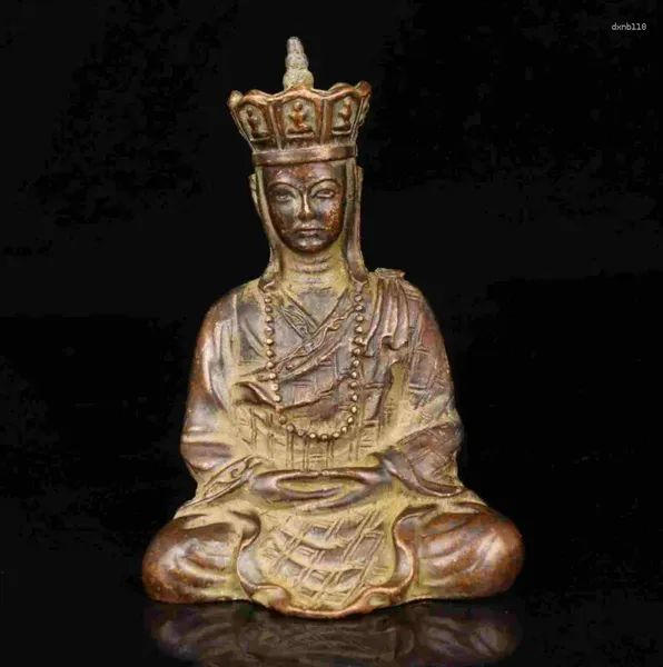 Estatuetas decorativas chinesas antigas colecionáveis à mão - esculpidas em cobre vermelho Budismo Tangseng Estátua