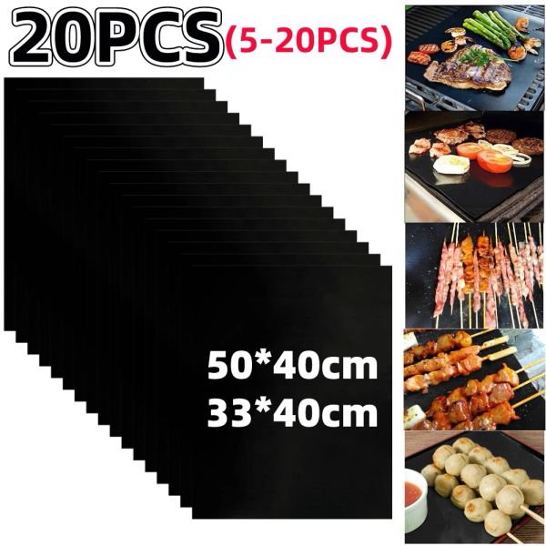 Aksesuarlar 520pcs Yapışmaz Barbekü Izgara Mat Barbekü Açık Pırtı Matını Yeniden Kullanılabilir Barbekü Pişirme Sayfası Parti Izgara Mat Mutfak Aleti için