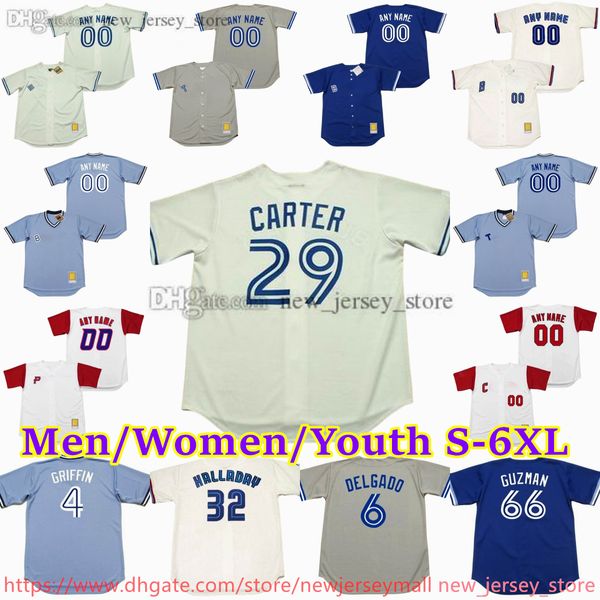 Movie personalizzato XS-6XL Movie Baseball Jersey 32 Roy Halladay 29 Joe Carter John Olerud Jimmy Key Tom Henke Ernie Whitt Pat Borders Fred McGriff Lloyd Moseby Maglie