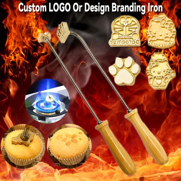 Craft Custom Branding Branding Stamp di riscaldamento in ottone caldo personalizzato per panetteria hamburger per panettano hamburger in legno dono fai da te stampo di timbrai elettrico