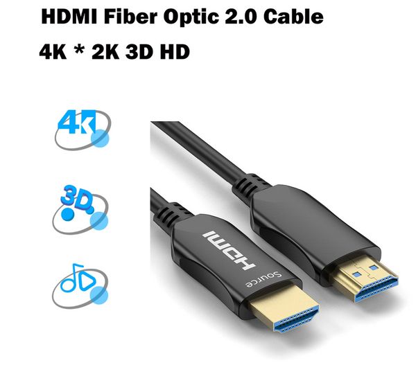 UHD HDMI 2.0-kompatibles 4K 60Hz HDMI-Glasfaserkabel 10M 15M 20M 30M AOC HDMI-Glasfaserkabel High Speed 18Gbps HDR ARC HDCP2.2 für HDTV-Projektor-Game-Player