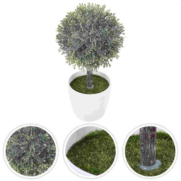 Fiori decorativi Pianta in vaso sferica artificiale Decorazione vintage Falso verde Desktop simulato Bonsai Piante di simulazione ufficio finte in plastica