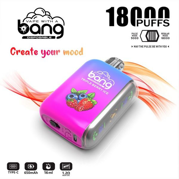 18000 sbuffi Bang 9000 sbuffi due set di vapotteri usa e getta e-sigarette grandi vapore netta a vapore digitale display smart batteria ricaricabile da 9k sbuffi da 18k bumps vaper buoni flaovrs