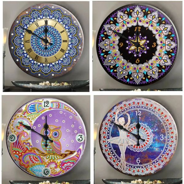 Stich brandneue Zinnuhr 5d Diamantmalerei Mandala Blumenmuster DIY Diamond Stickerei Kunst Strass Mosaic Home Decor Geschenk