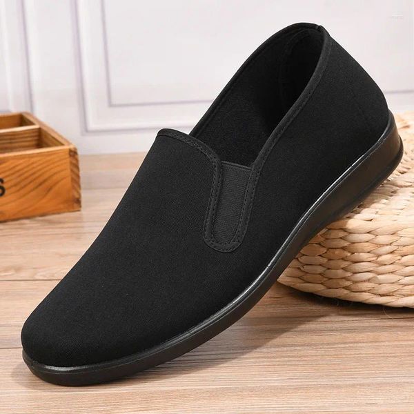 Schuhe Walking 747 Beijing Old Cloth Round Toe Pure Black Soft Sole Lightweight One F 65002