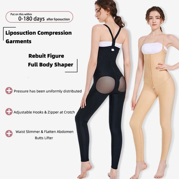Женская компрессионная одежда для липосакции живота, ноги, после операции на животе, похудение, формирователь тела с застежкой-молнией, этап 1 и 2 240312