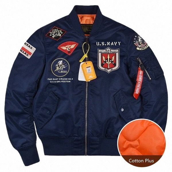 New Alpha Martin Outono Inverno Vôo Bomber Pilot Jacket Grosso Exército Militar Tático Casaco Acolchoado Top Gun Jaqueta de Beisebol R8nk #