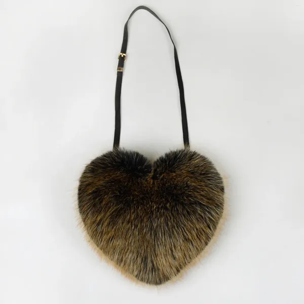 Borse da sera Borse da donna invernali in pelliccia sintetica Tote Borsa a tracolla a forma di cuore da donna in peluche carino Pochette da donna Love Messenger