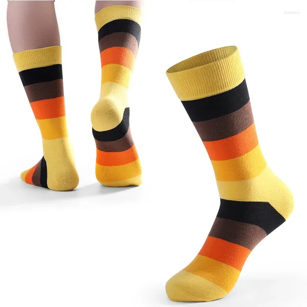 Мужские носки, 5 пар, бамбуковая смесь, толстые, разноцветные, в полоску, мягкие модельные носки, необычные новые забавные чулки, супер