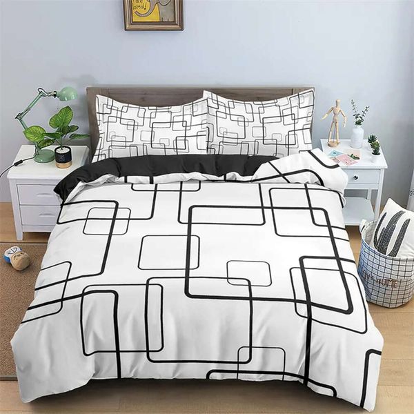 Conjunto de cama abstrato geométrico nórdico, edredom, rei, para adolescentes, adultos, decoração de quarto, microfibra, edredom, fronhas