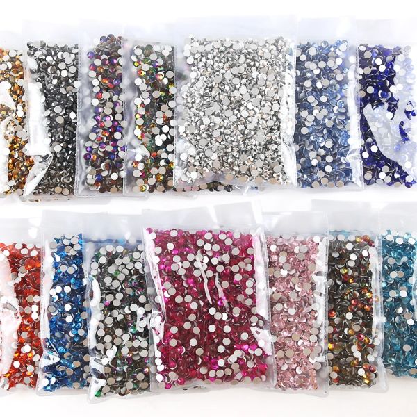 Caixas atacado em granel strass para roupas diy plana volta diamante prego strass decorações cristais ab glitter rosto arte pedra