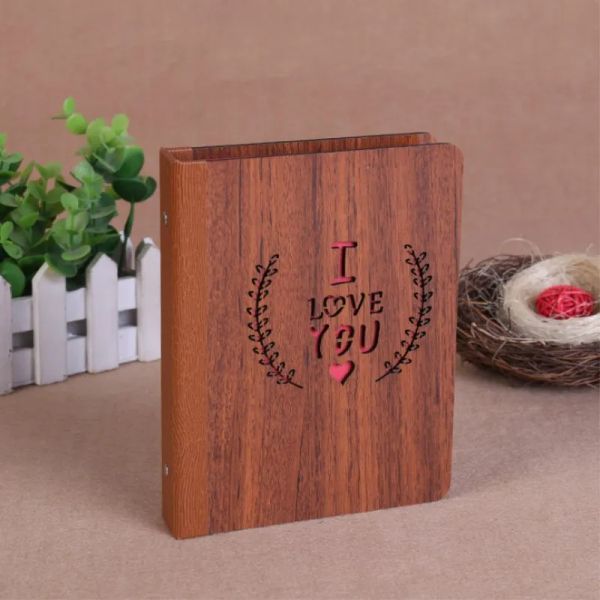 Alben 6 Zoll Holz DIY Pocket Foto Album Reartive Gedenkfoto Album kleines Album Memory Scrapbook Baby Growth Album Geschenk