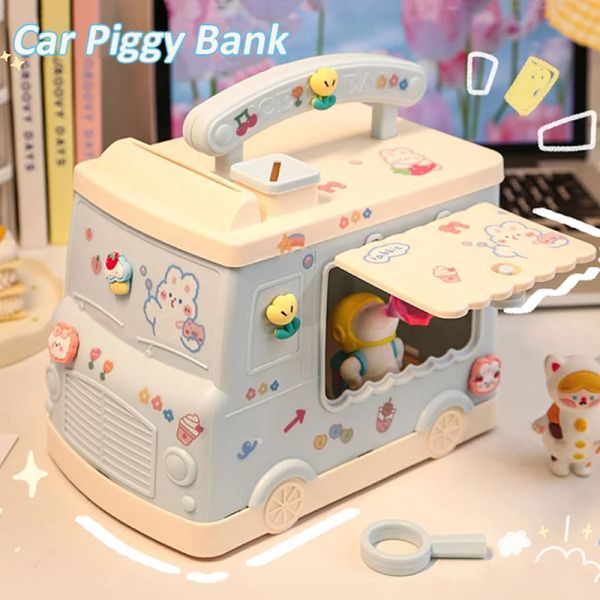 Scatole Cute House Car Salvadanaio con adesivo Kawaii Piggy Bank per bambini Adulti Scatola di risparmio di grandi dimensioni per monete Banconote Regalo di compleanno