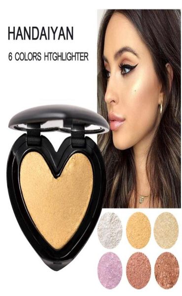 HANDAIYAN Shimmer Face Evidenziatore Trucco a forma di cuore Illumina la guancia del naso Evidenzia la tavolozza di polvere brillante5494117