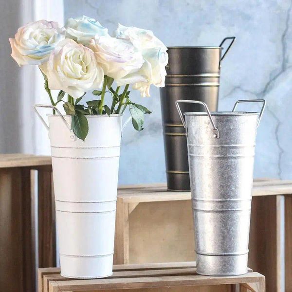 Vasos Vaso de flor de metal 4 peça decoração moderna fazenda rústica decoração de casa mesa central decorações