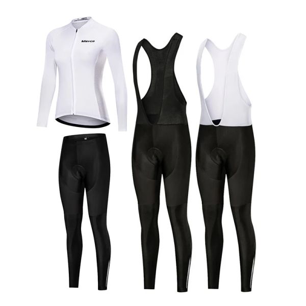 Capris Frauen Radfahren Kleidung Weibliche Langarm Set Weiß Pro Team Reiten Für Fahrrad MTB 5D Gel Pad Hosen Kit roupa Ciclismo Feminina