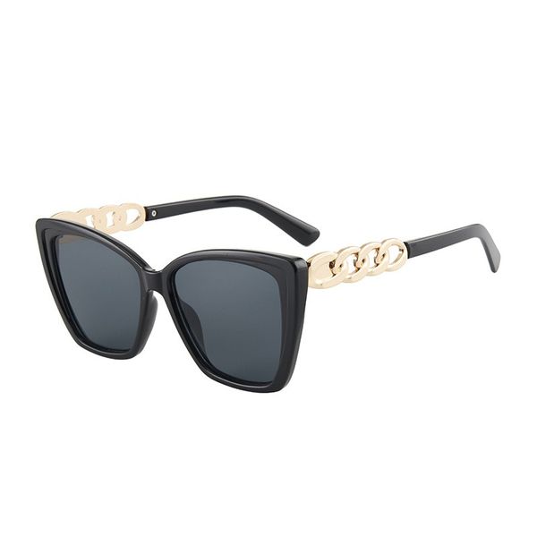 Designer-Sonnenbrillen Damen Luxus-Sonnenbrillen Herren Sonnenbrillen Persönlichkeit Hip Hop Metallkette Sonnenbrillen Fashion Polygon Big Frame Brillen Sonnenbrillen m389 schwarz