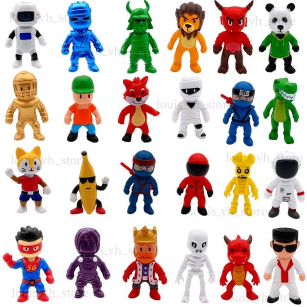 Action Toy Figures 8pcs Stuble Guys Action Figure Kawaii Anime Pvc Game Modello Statua set Multi Person Series Childrens Birthday Gift Toy T240325