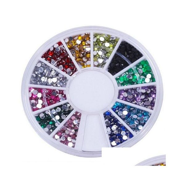 Nail Art Dekorationen Großhandel - Biutee 12 Farben Strasssteine 2 mm Acryl Dekoration Applikation für UV Gel Telefon Laptop DIY Drop Lieferung Dhag4