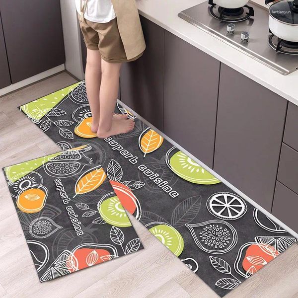 Tappeti Tappetini da cucina antiolio per pavimento Antiscivolo Casa Bagno Tappeto da bagno Tappeto da soggiorno Zerbino impermeabile 2 Set